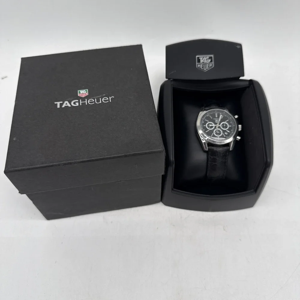 Tag Heuer Carrera Chronograph CV-2113 Black Alligator Band W/Box